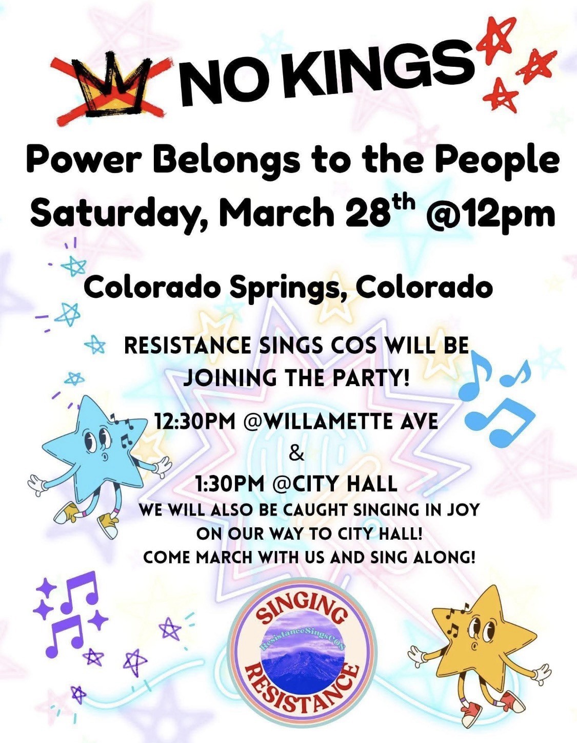 Credit: Trish Kantor. A protester with a backpack and American flag stands in front of a crowd.