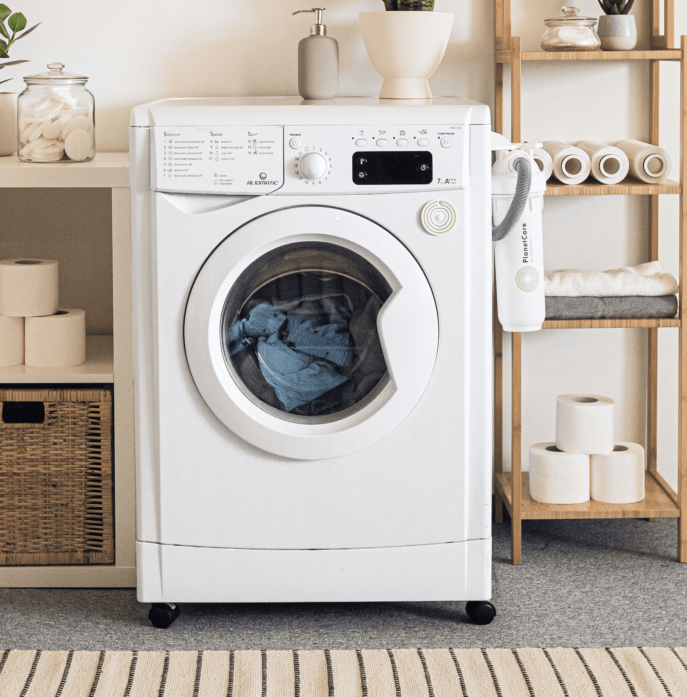 a washer and dryer in a room
