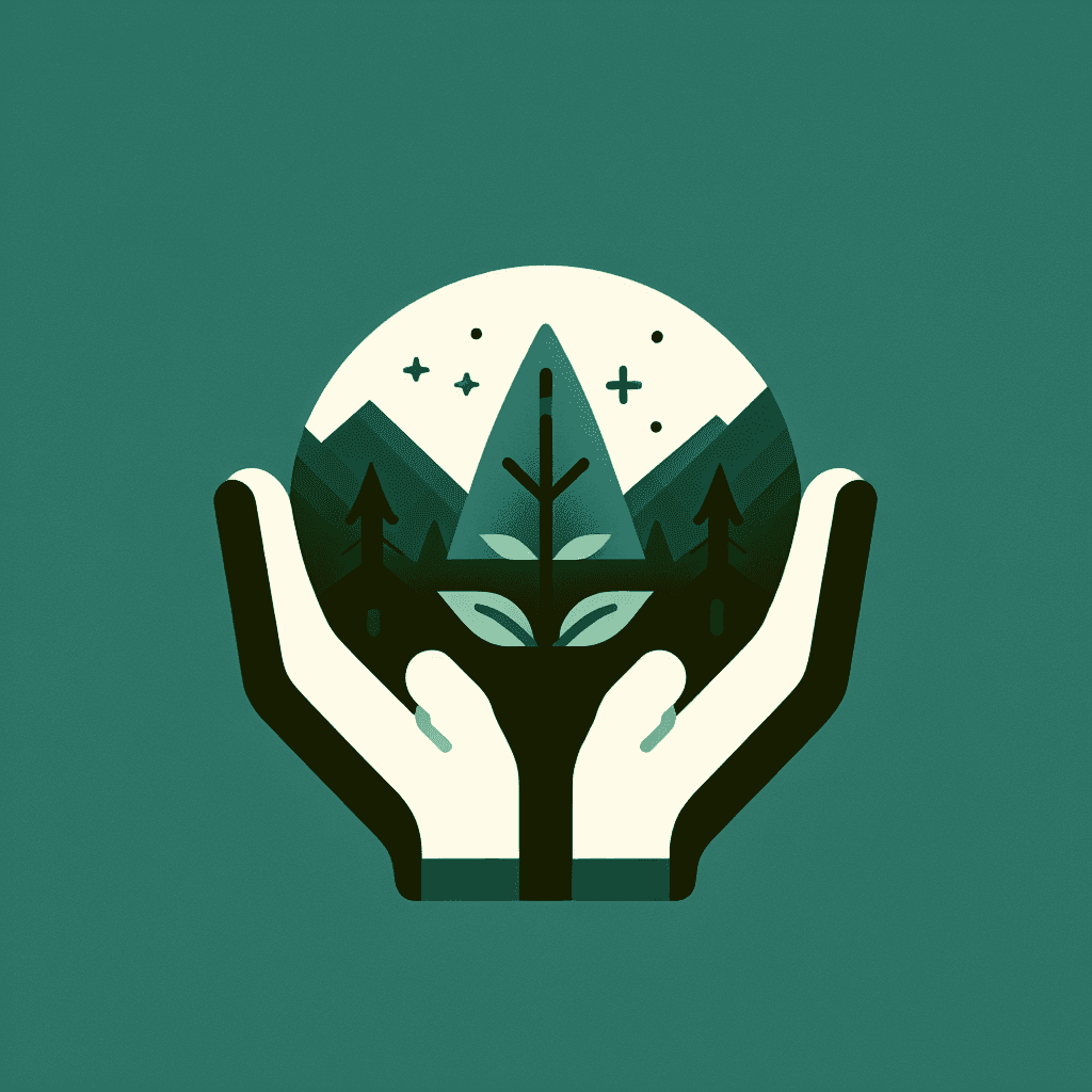 Hands holding up a tree