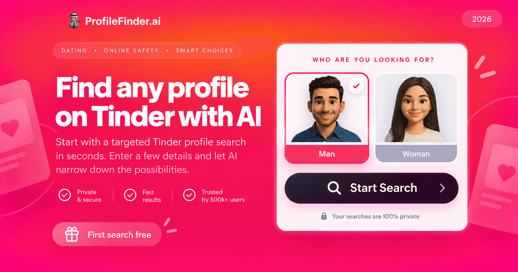 ProfileFinder AI Tinder profile finder search screen