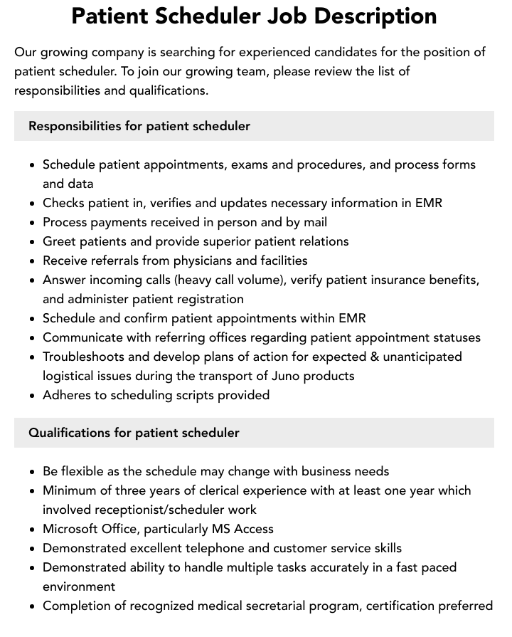 The Roles and Duties of a Patient Scheduler