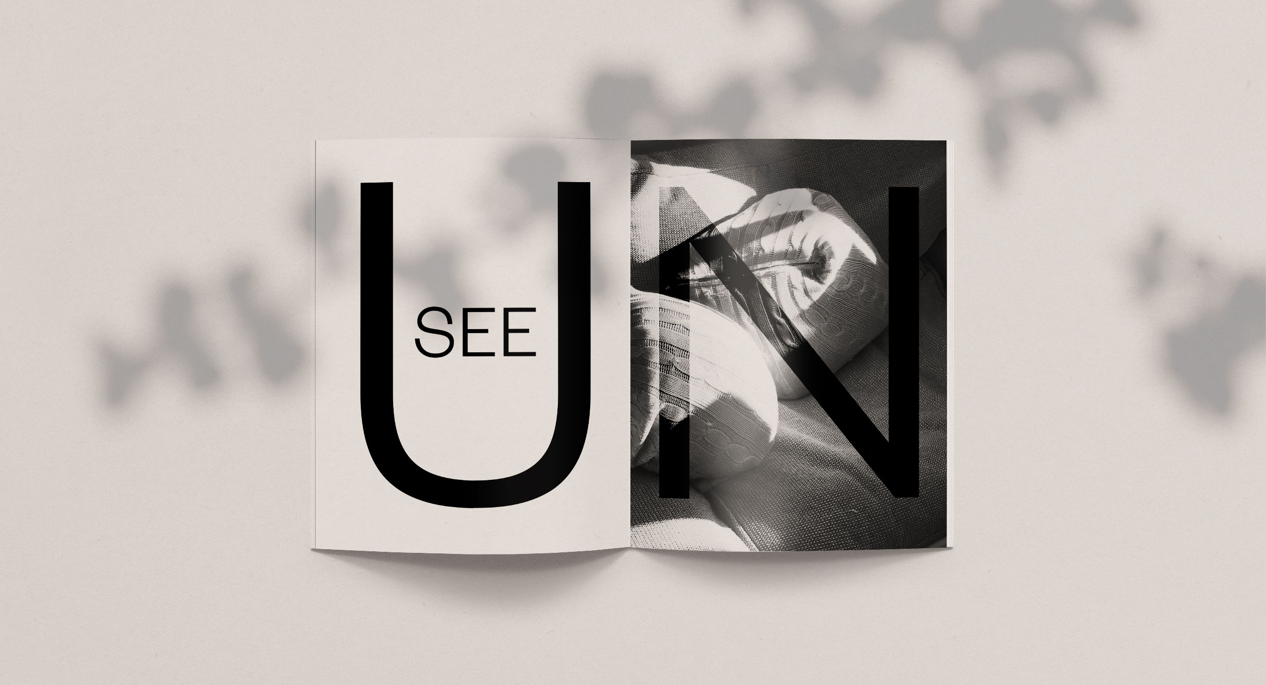 Unseen zine internal spread design.