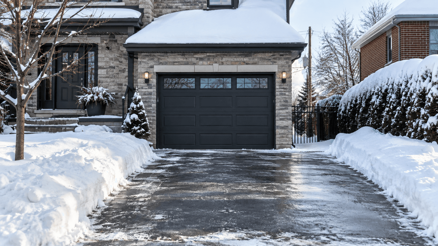 Propriété hivernale après déneigement