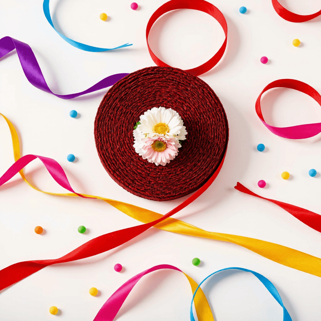 product photography of a roll of ribbon