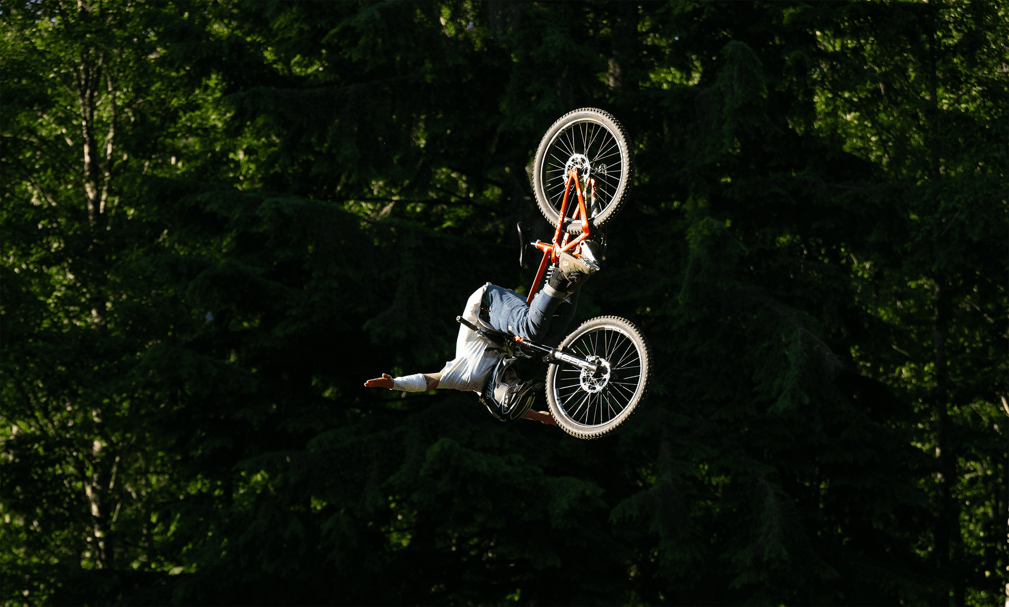 Navarro Guerra Doing a Front Flip No Hander on Mountain Bike