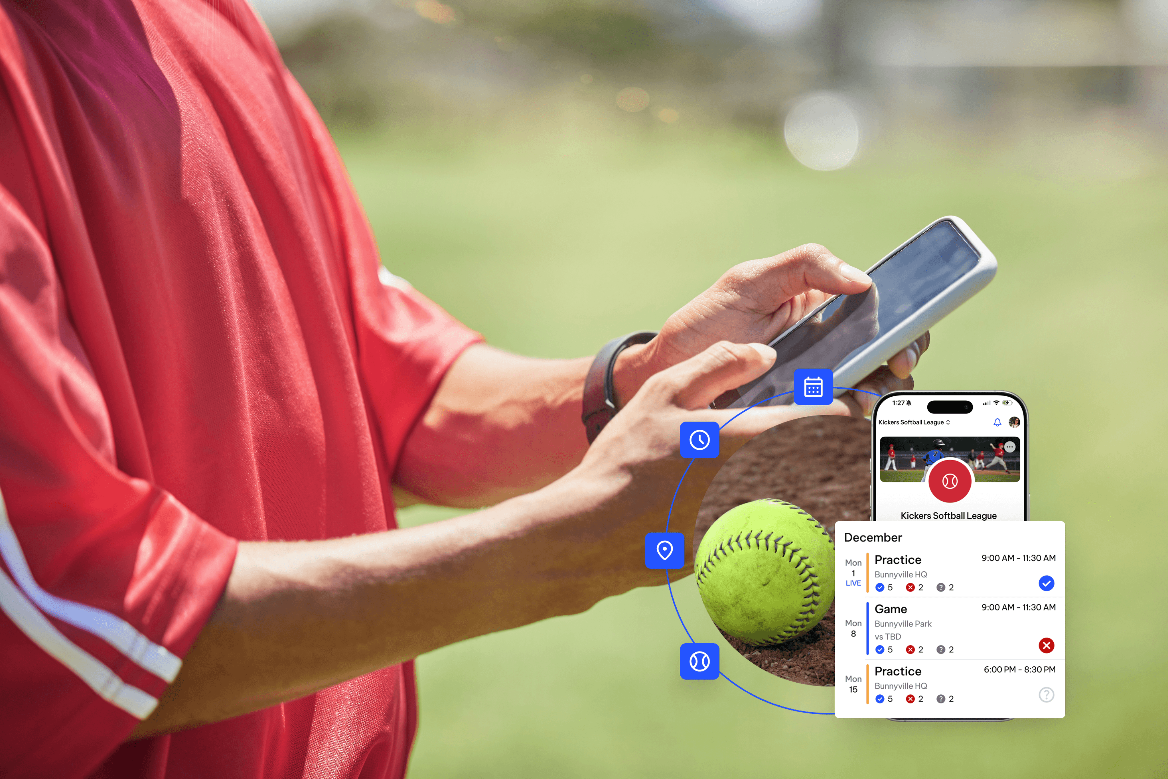 A Sports Coach with a Phone UsingTeamLinkt