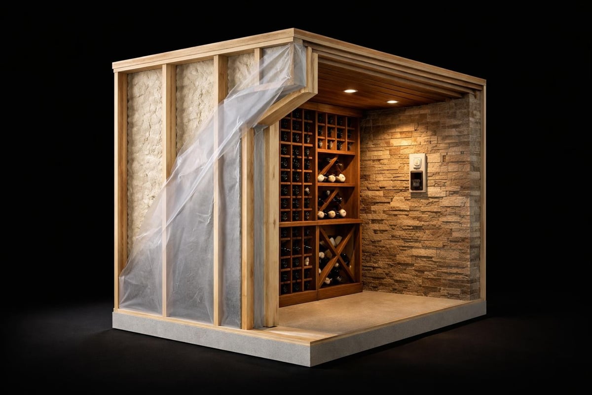 Wine cellar room construction layers