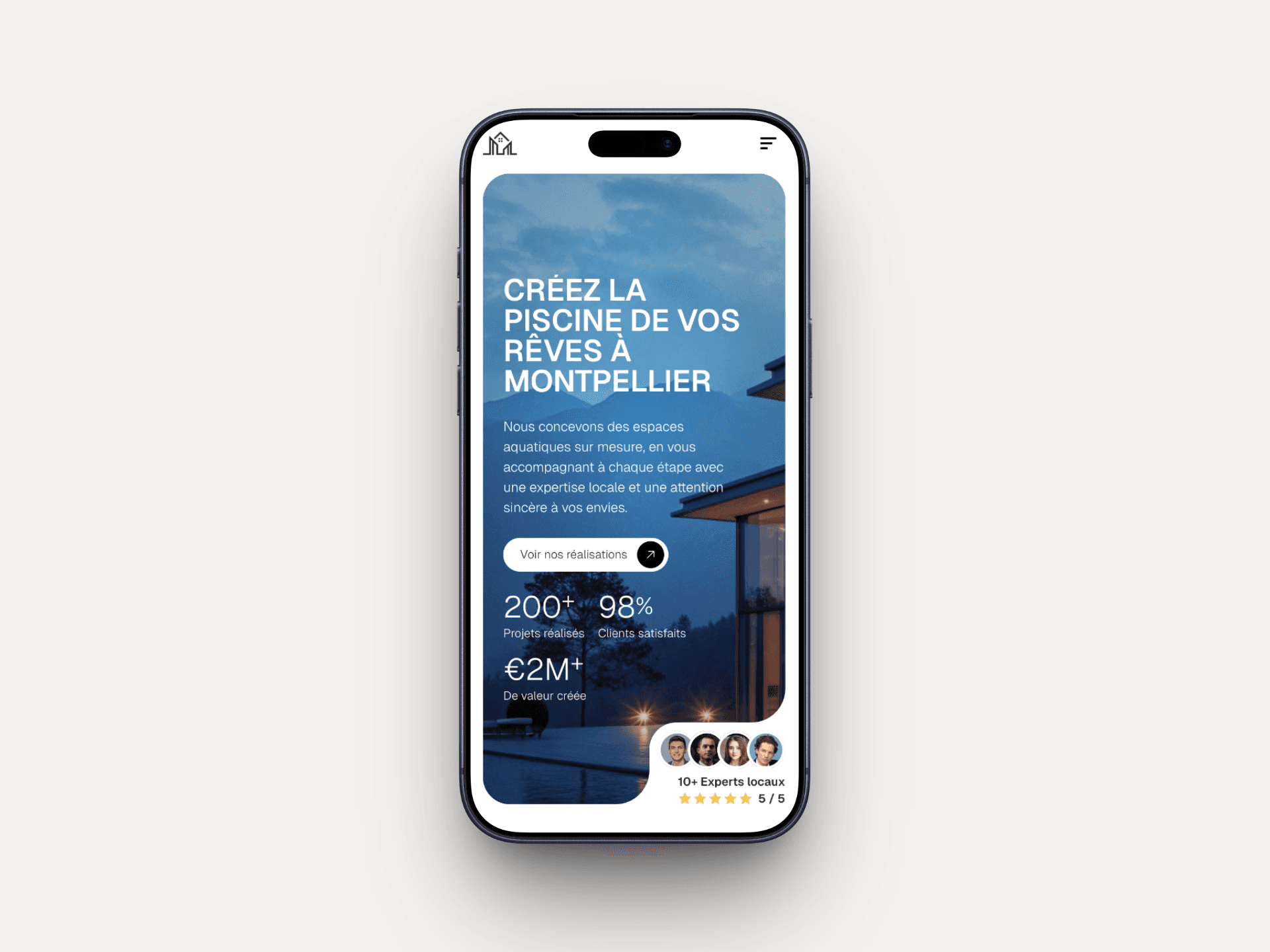 Mockup site vitrine pisciniste Montpellier – VistaHaven