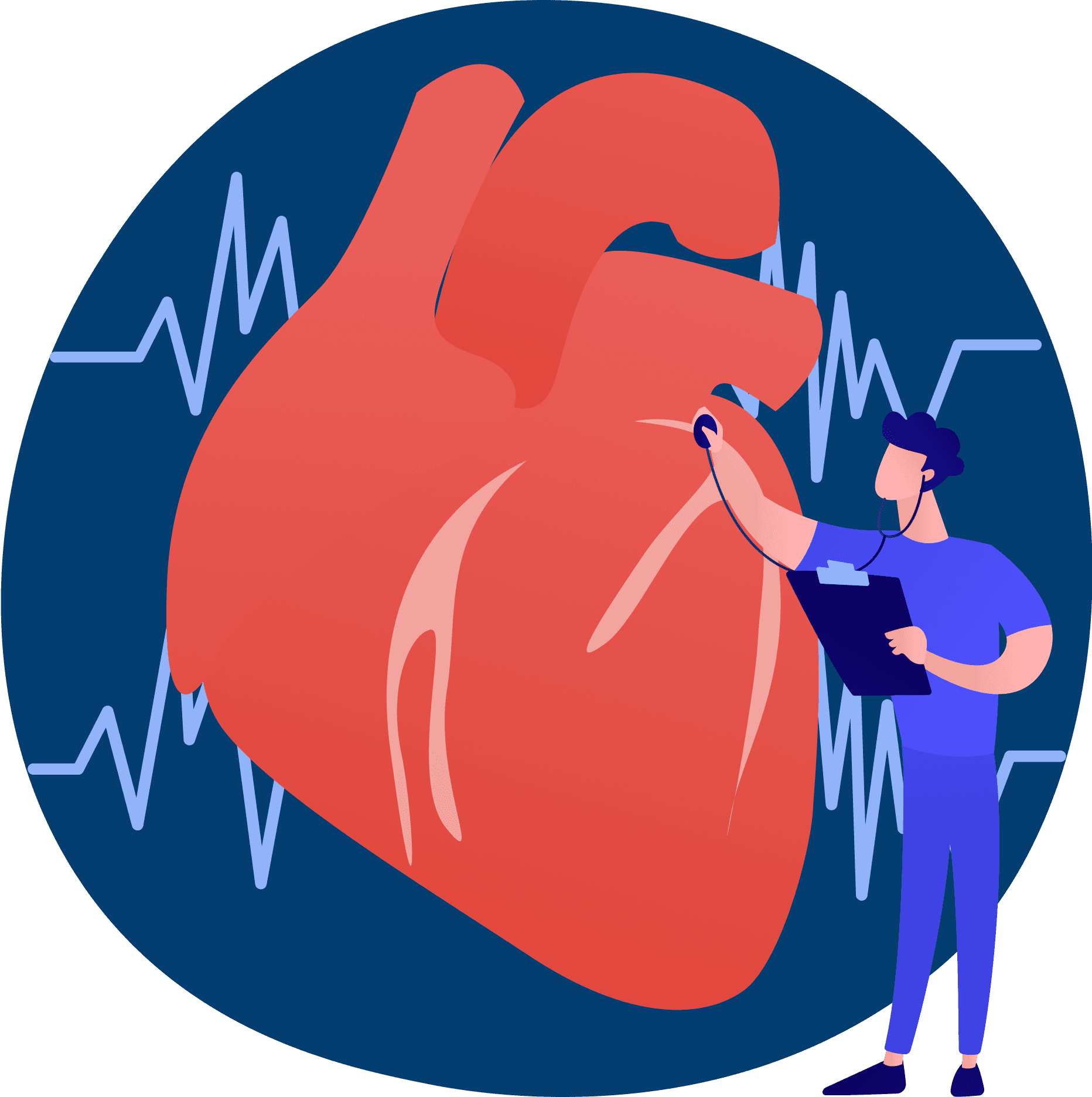 Illustration of a medical professional assessing heart function using cardiovascular cartography, symbolizing advanced heart mapping technology at Sibia Medical Centre. Discover cardiovascular cartography at Sibia Medical Centre, an advanced heart mapping technique that provides a detailed view of cardiac function and blood flow, helping in the early detection of heart conditions.