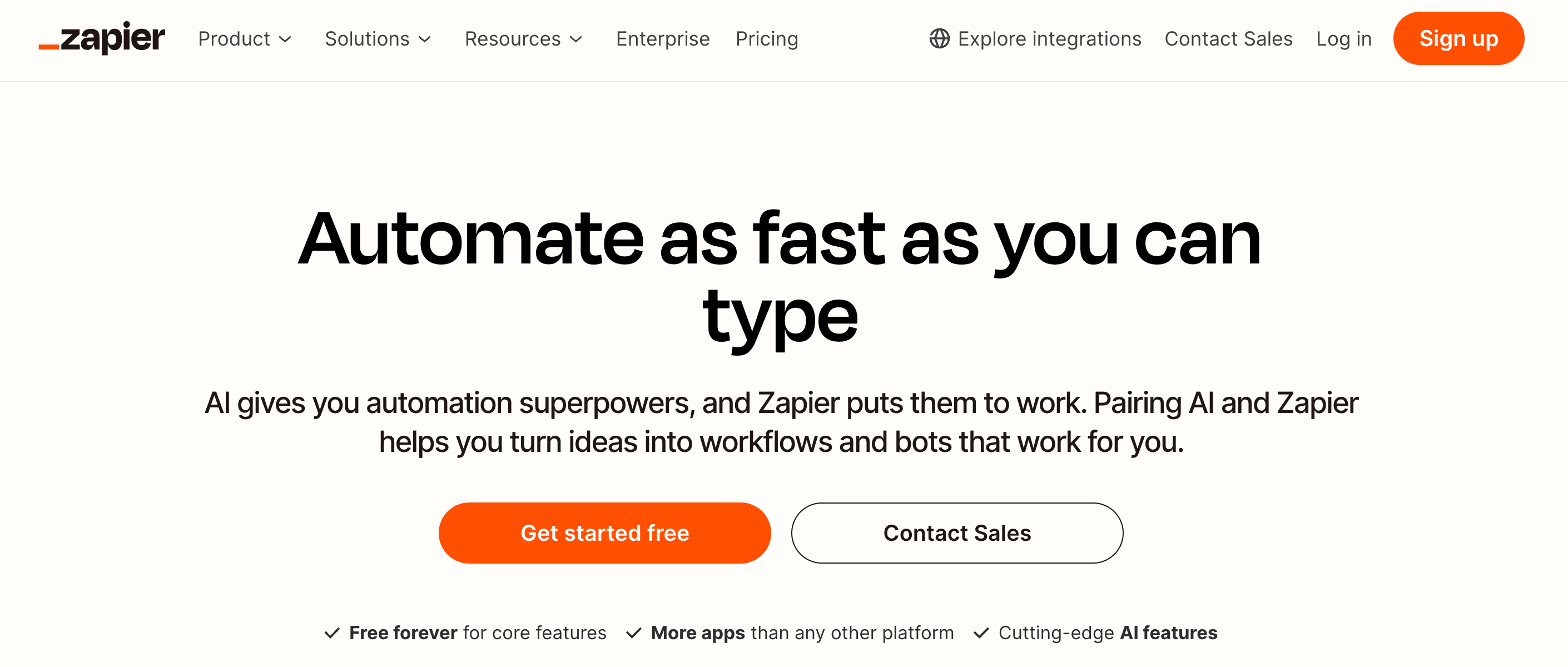 Zapier home page