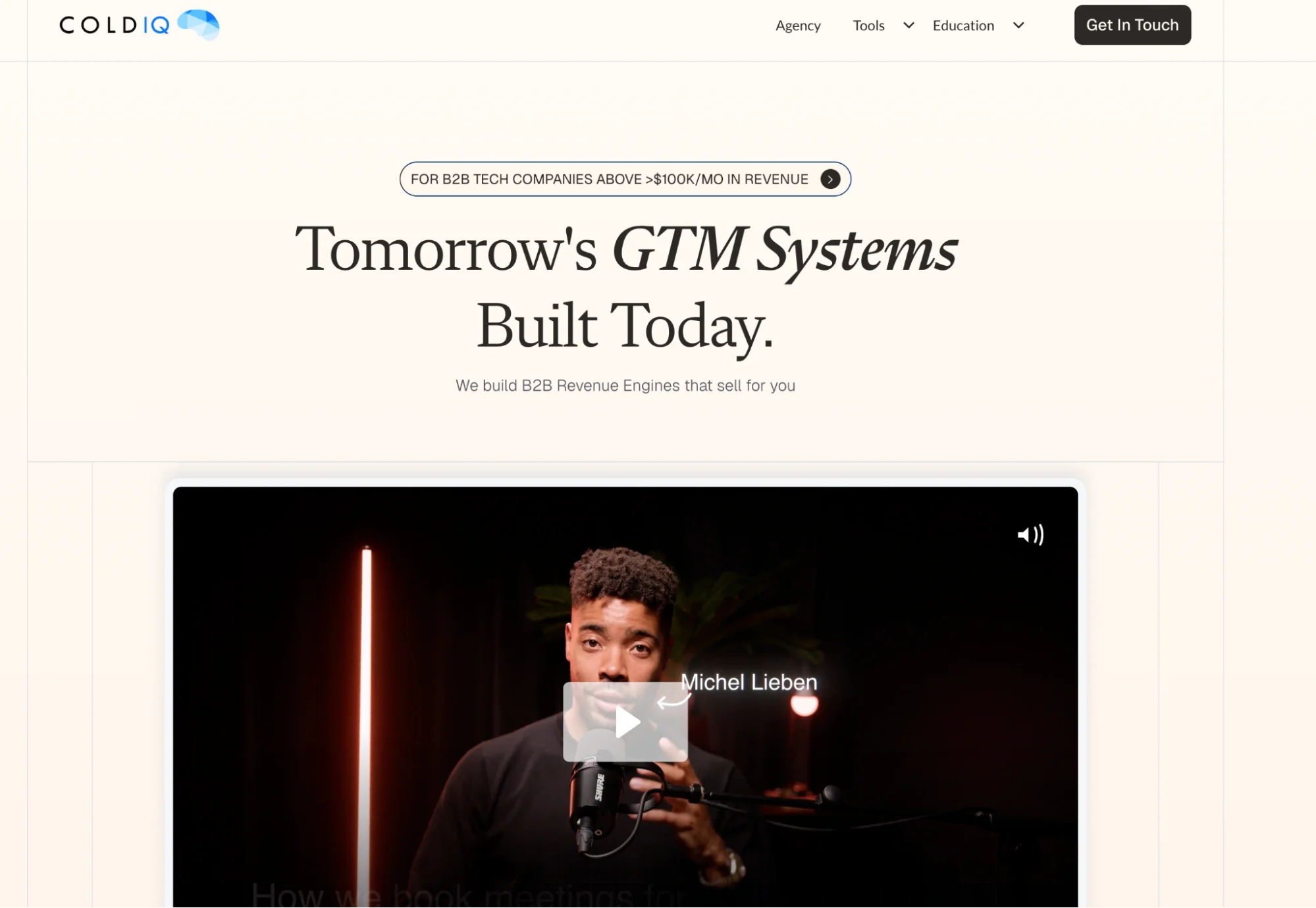 ColdIQ homepage: AI-first, Clay-native cold outbound agency