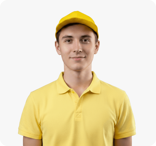 Headshot of Mr. Peter Choie, Lead Customer Representative, smiling in a yellow uniform shirt and cap.