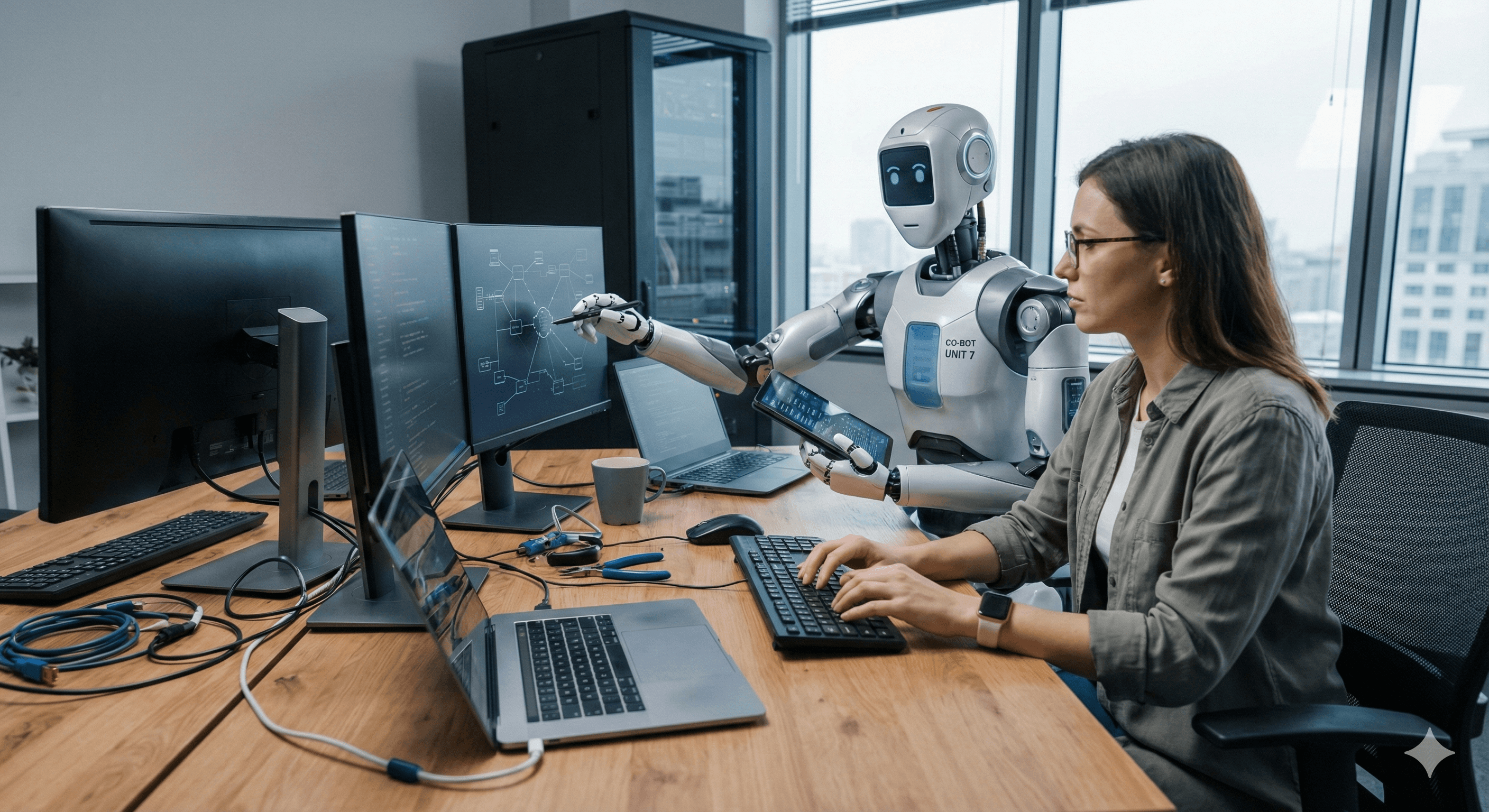 person wearing grey dress shirt beside table