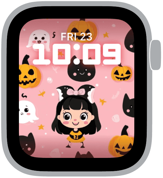 an apple watch face from the girly halloween collection