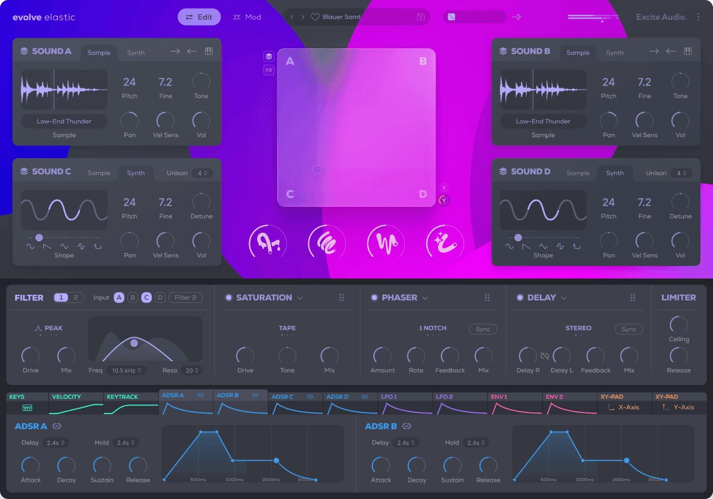 Excite Audio - Evolve Elastic - Plugin Interface