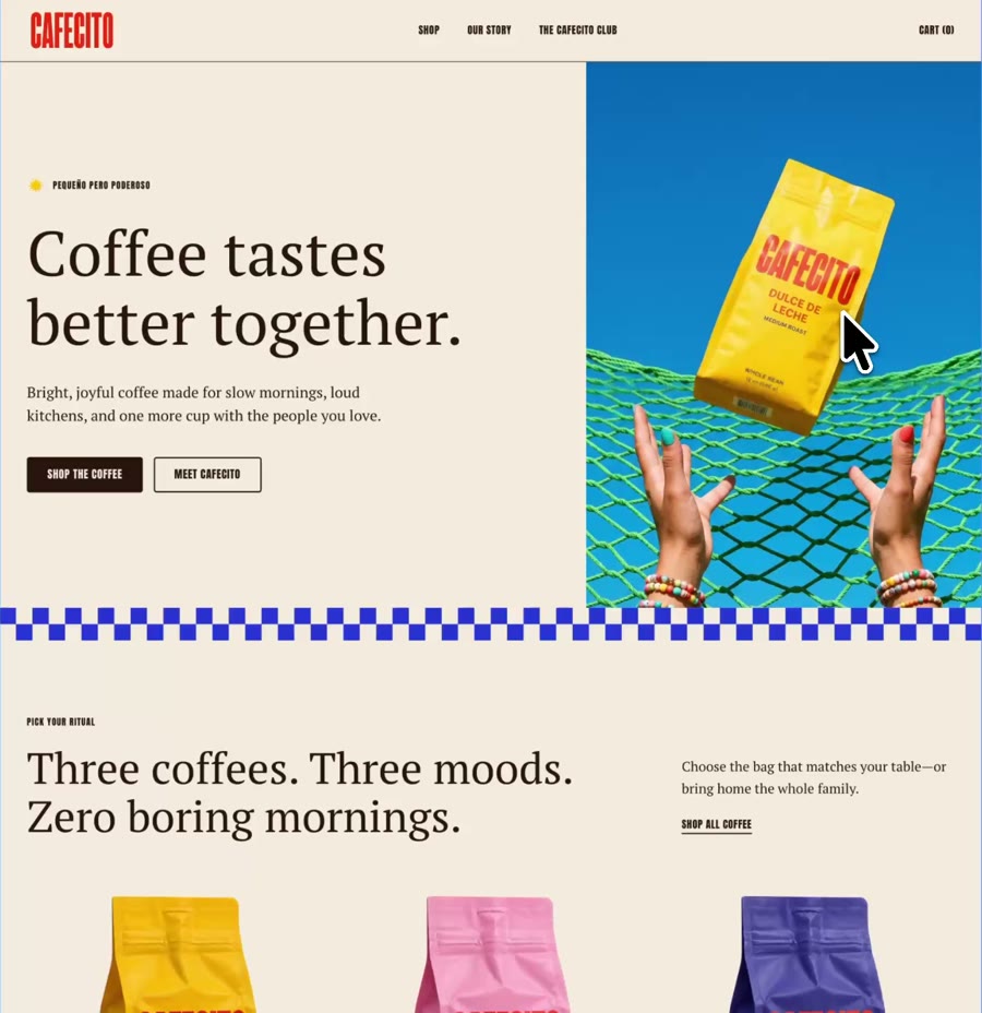 The finished Cafecito website