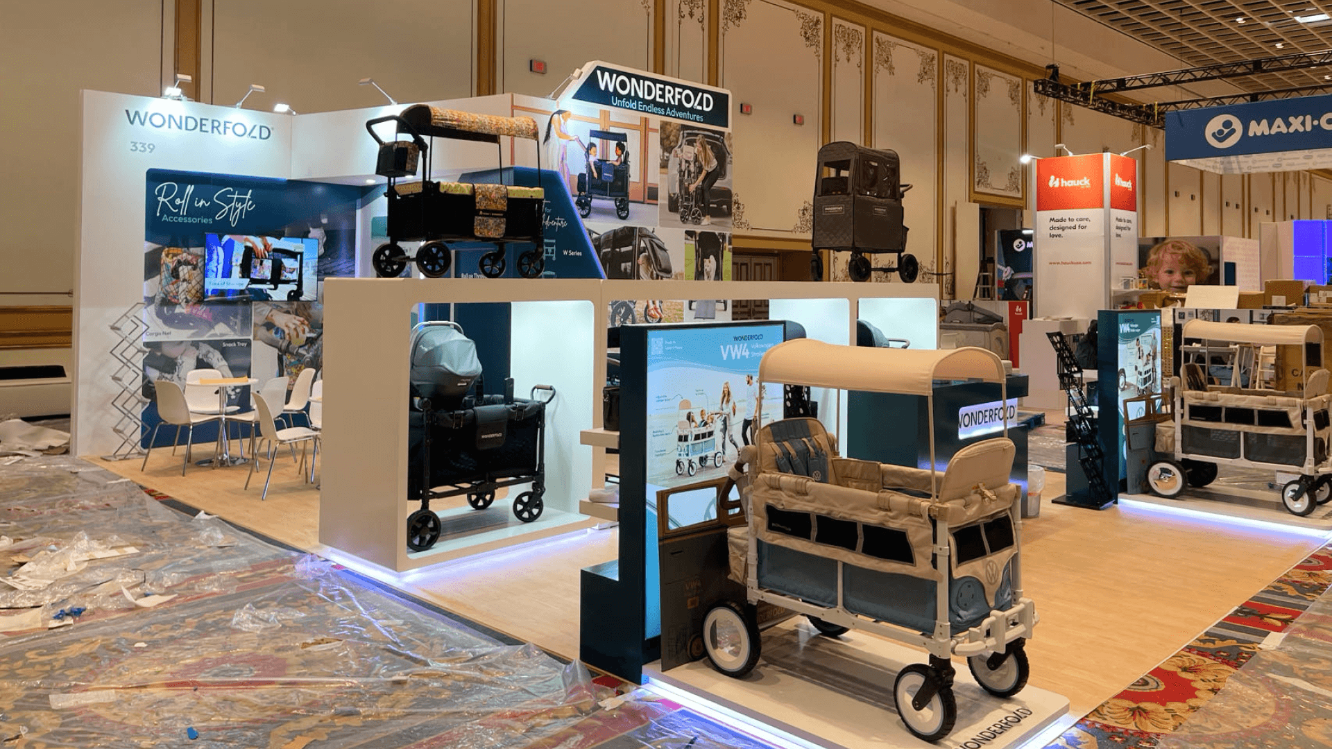 juvenile product launch display graphics