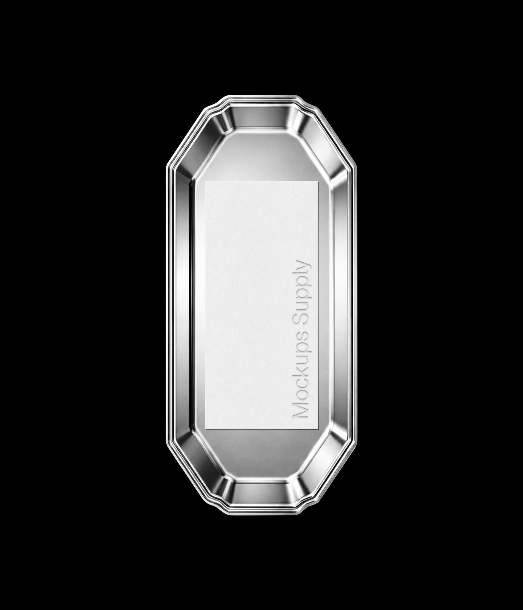 Tall and A5 menu card mockup on metal tray with debossed logo effect for restaurant branding presentation