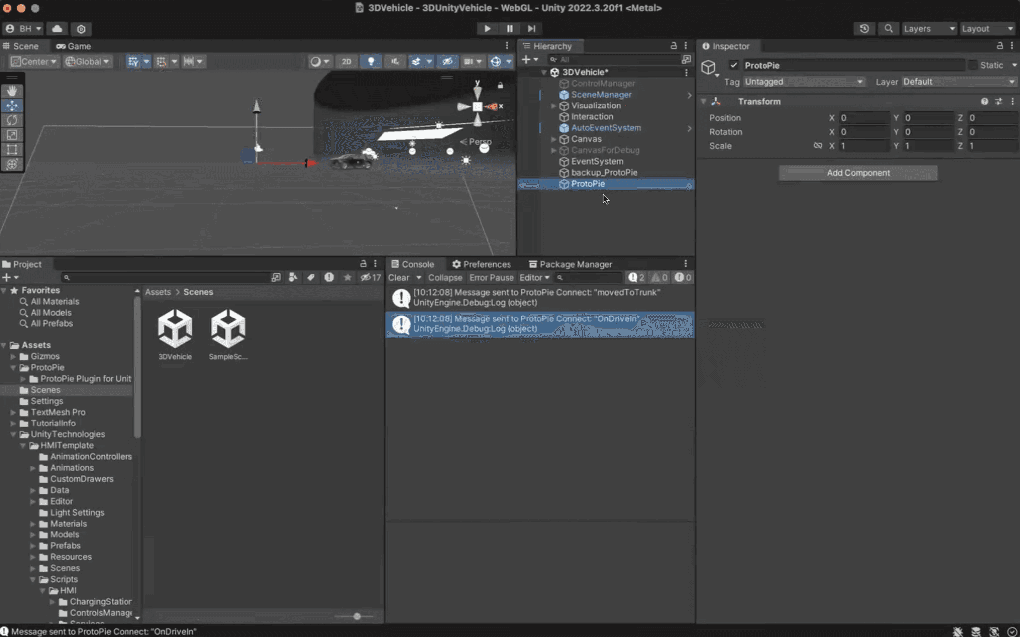 3D Car HMI Tutorial with ProtoPie Connect Unity Plugin