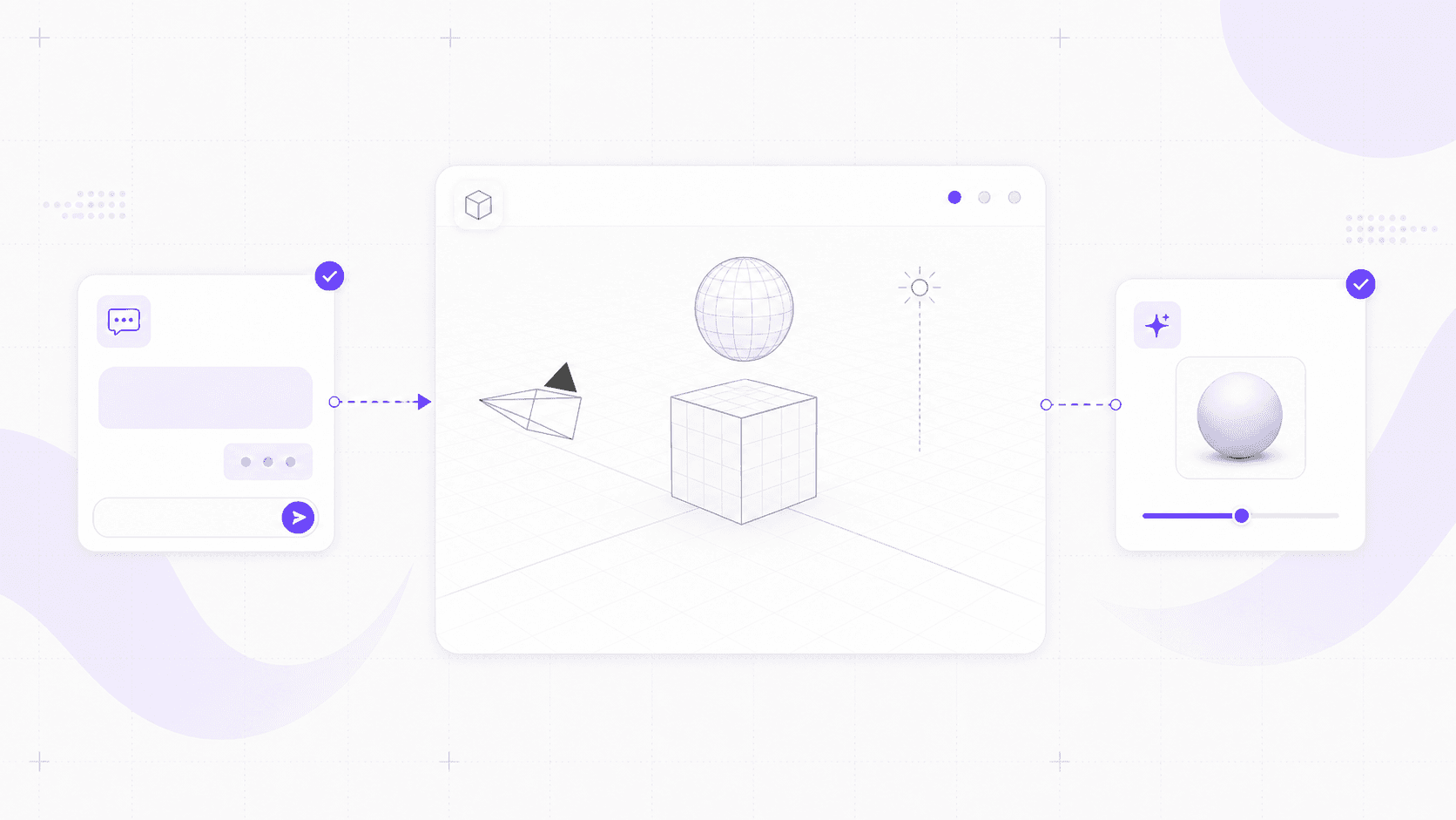 First Blender MCP command workflow showing an AI prompt creating a sphere above a cube in a Blender viewport.