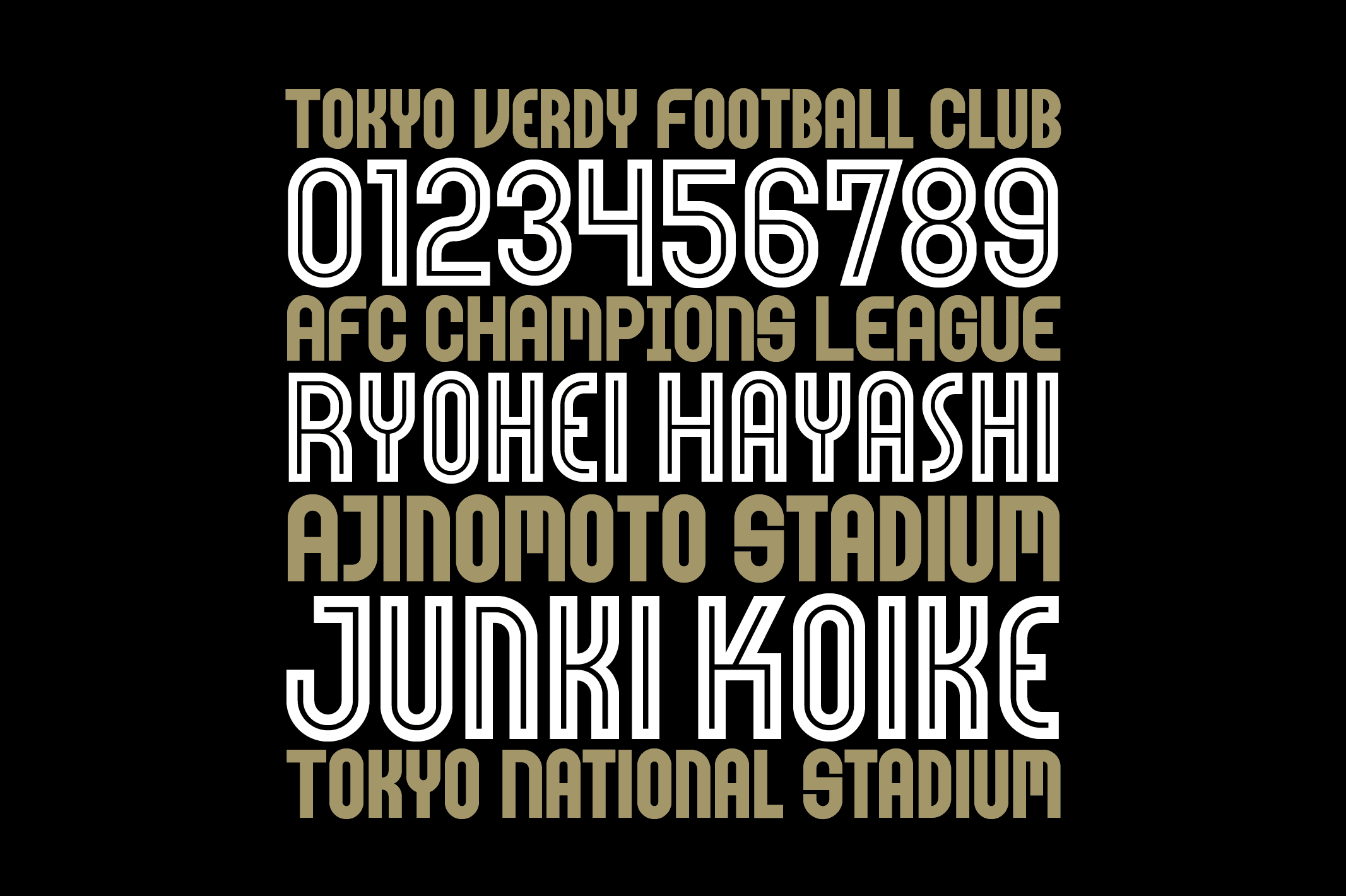 Text design featuring a football club name, contact number, and location details, centered on a black background.