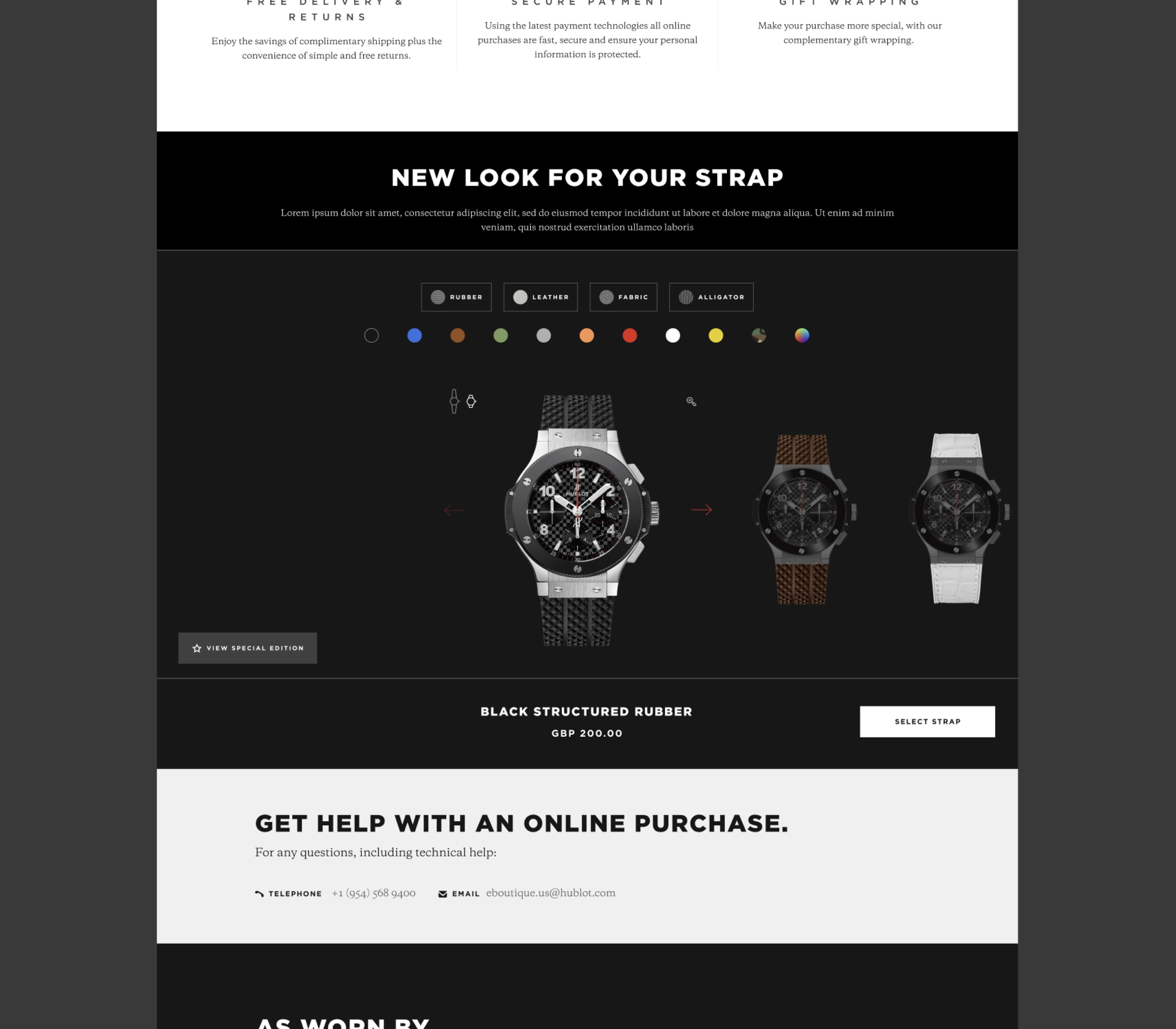 Improved strap and band configurator