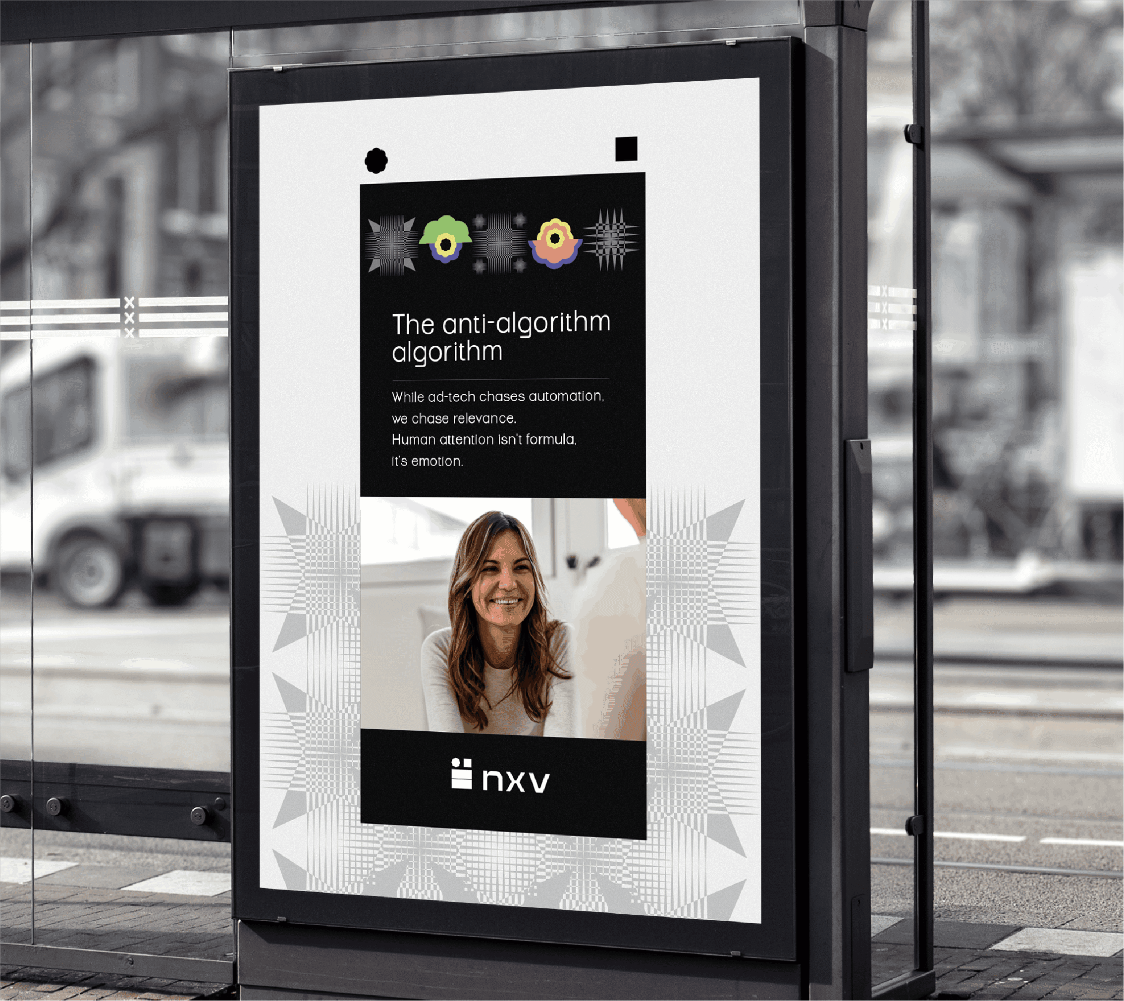 Nexverse.ai ad-tech branding by BMEG, visualizing the "brain and chip" concept to represent human-AI symbiosis and emotional intelligence in modern digital advertising.