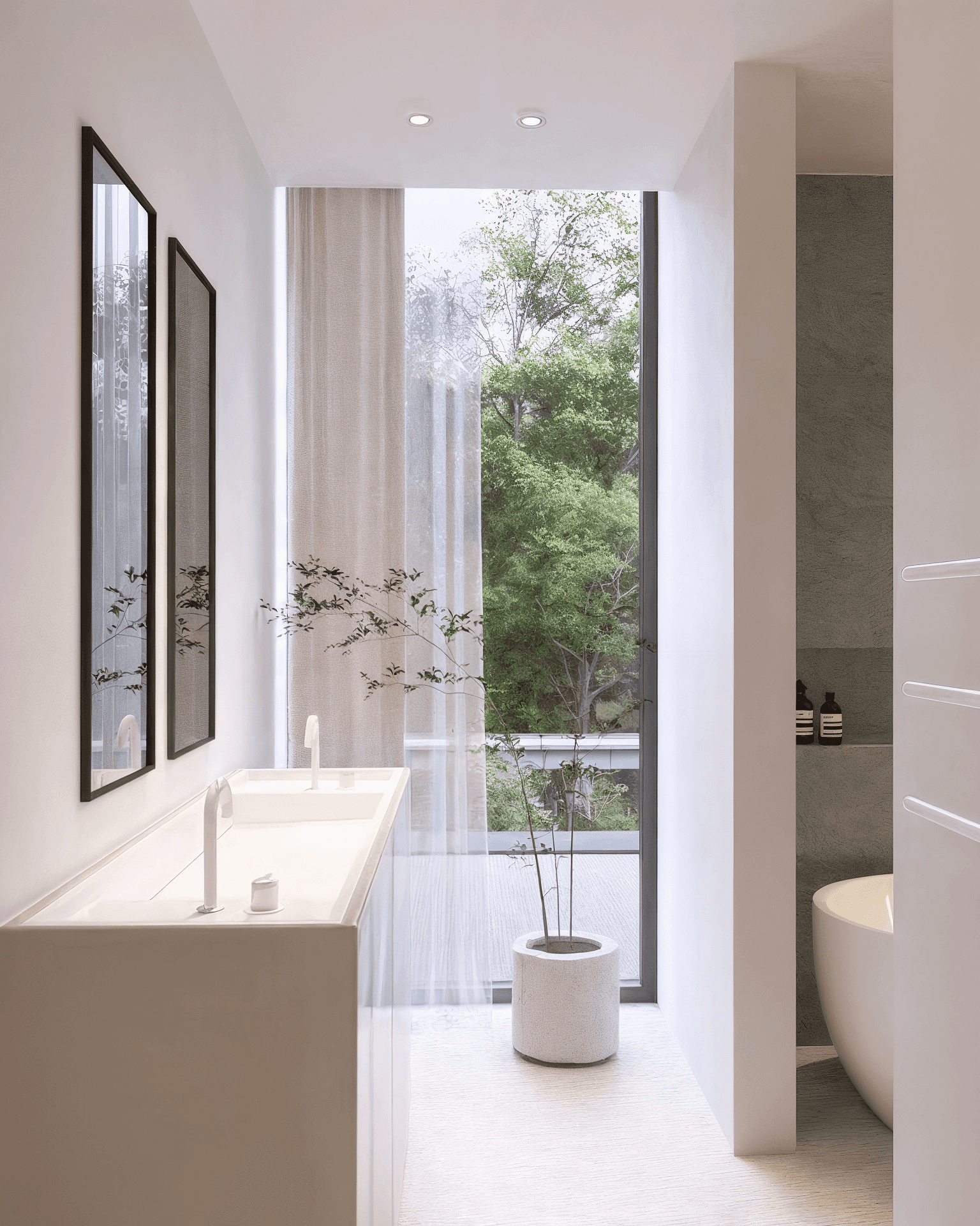 Badkamer met natuurlijk licht in moderne villa Grayhouse