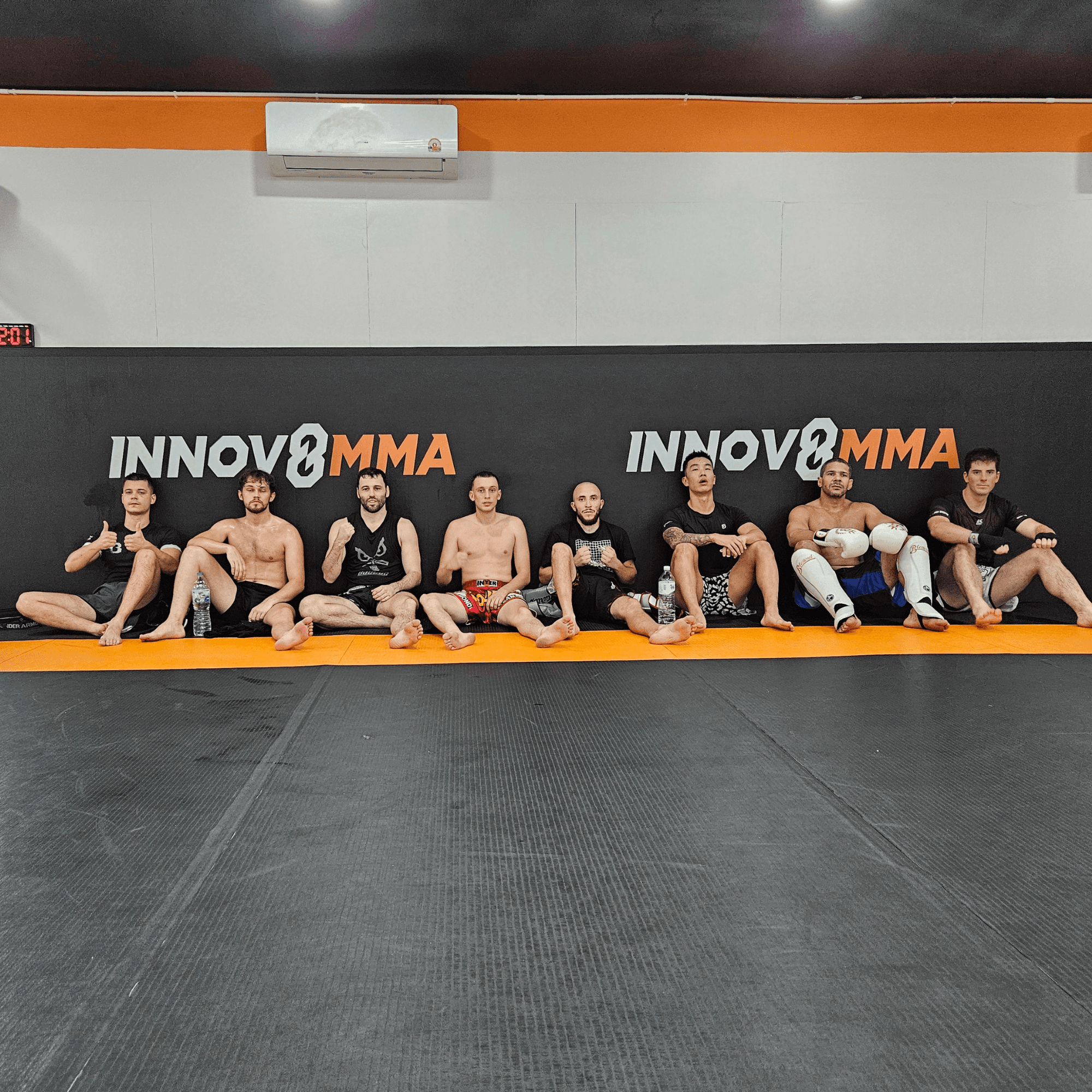 A group of MMA pros at innov8 mma in Bangkok