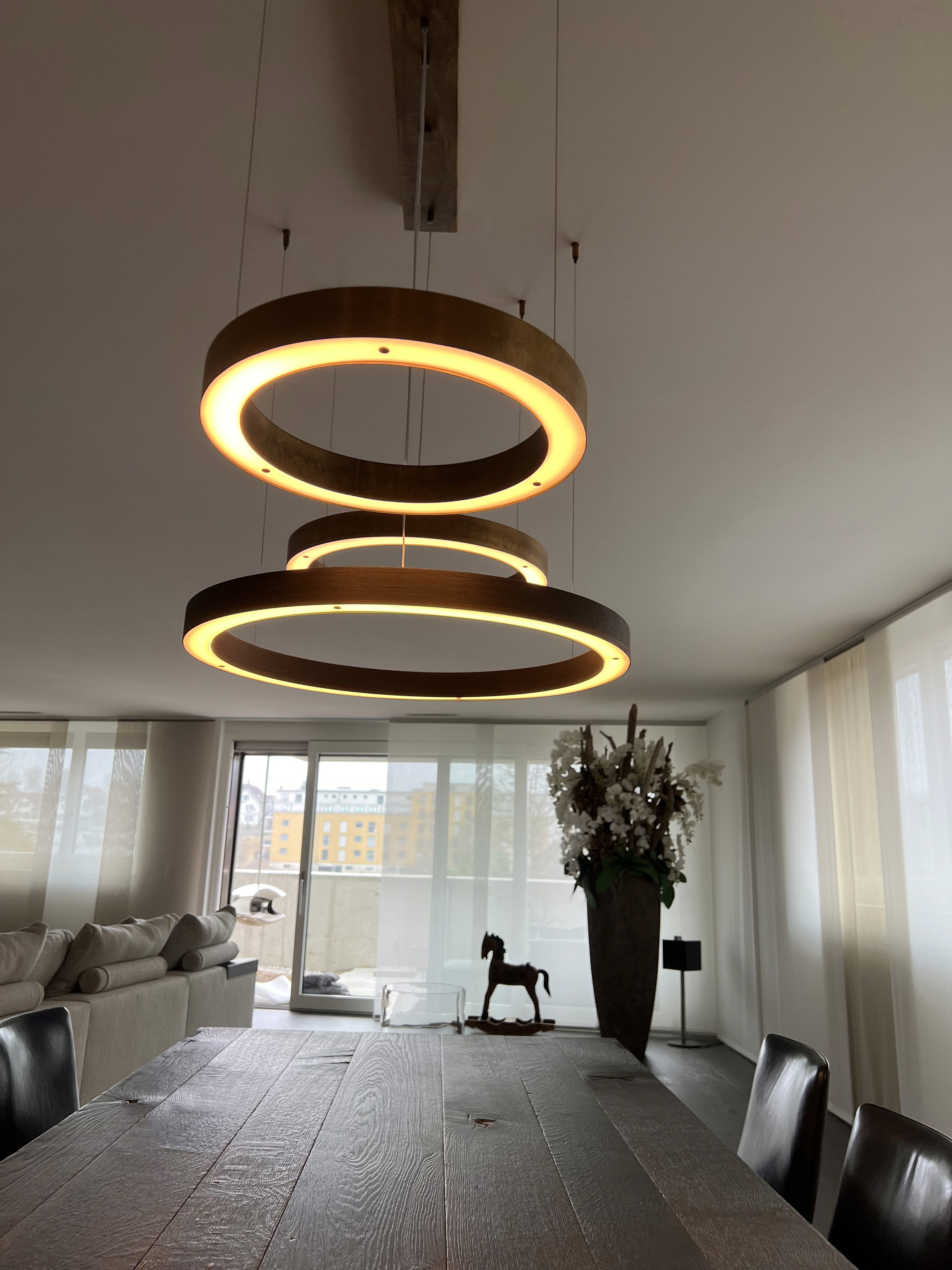 Three illuminated rings