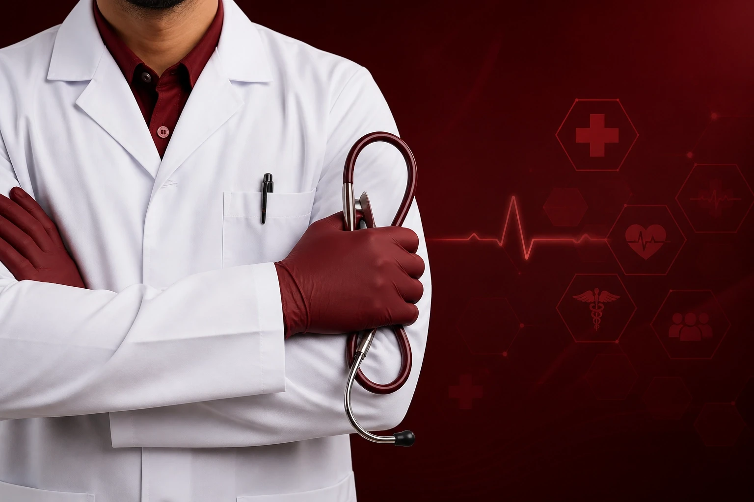 Healthcare digital marketing in Saudi Arabia – doctor with stethoscope representing medical services and patient care