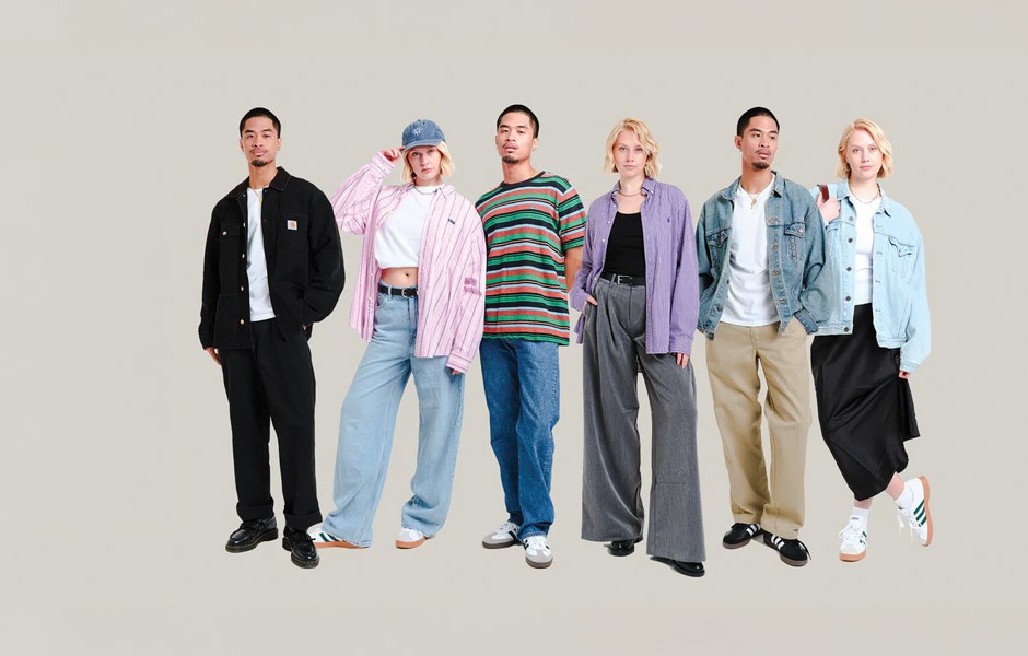 A bunch of young people wearing clothes that they've got from Loopi A bunch of young people wearing clothes that they ourchased from Loopi 