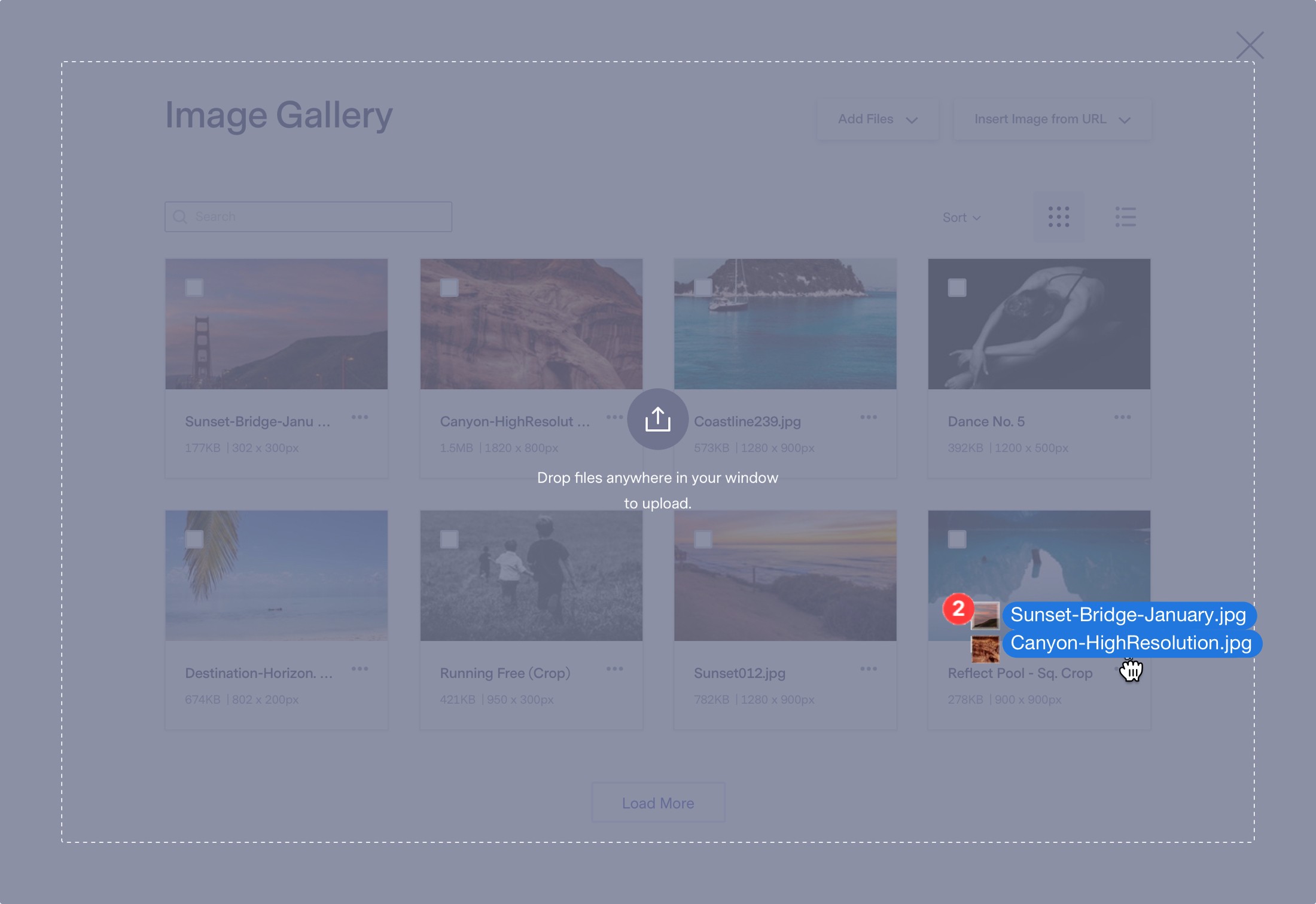Implemented dropzone into image gallery