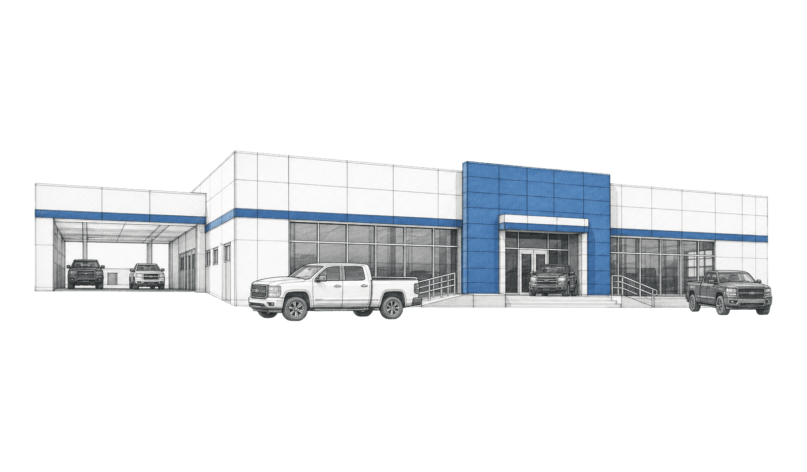 Mountain View Chevrolet technical dealership illustration