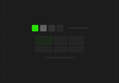Design system component grid with colour swatches and typography scale
