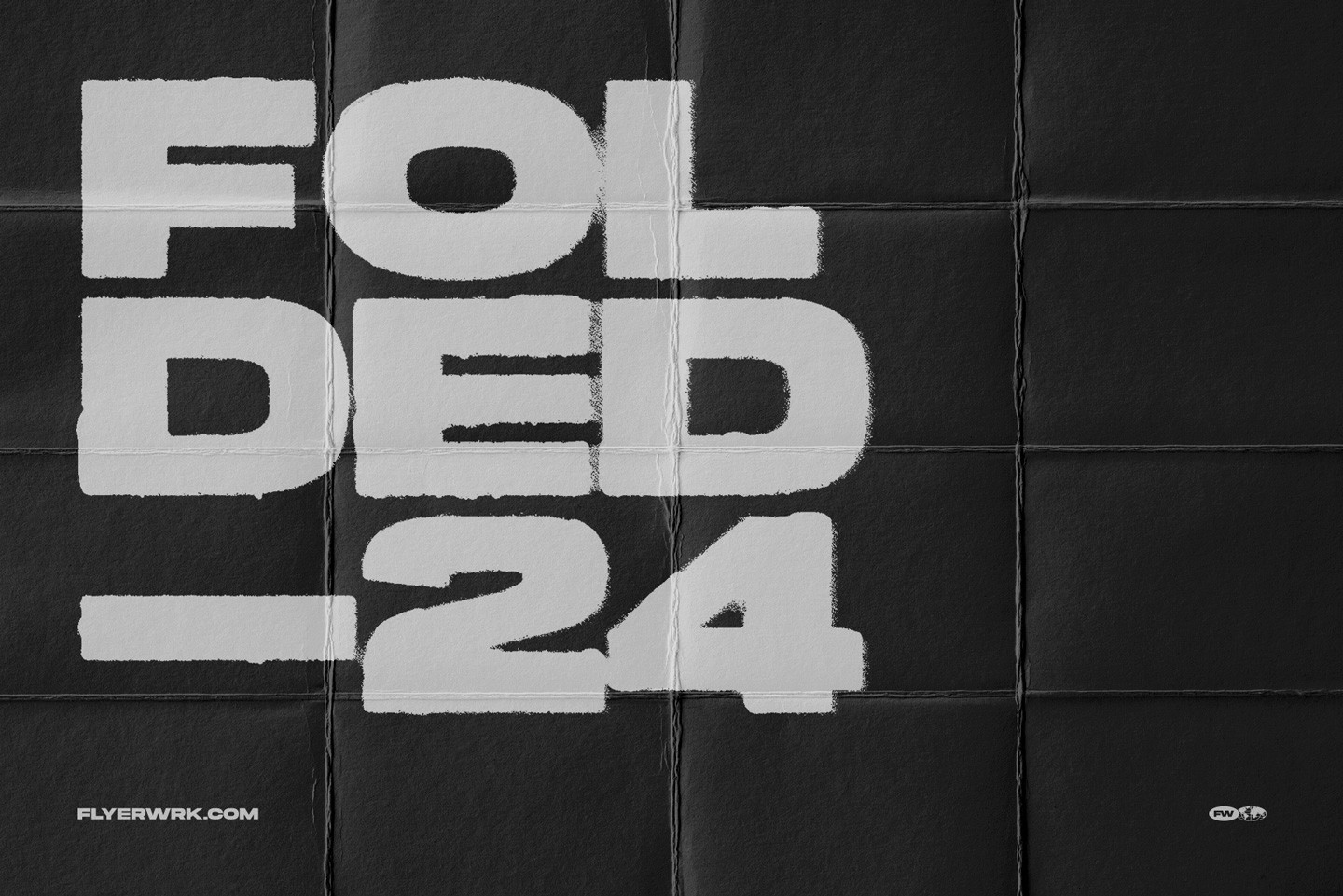 Folded paper sheets black background with prominent white crease lines and realistic paper grain texture