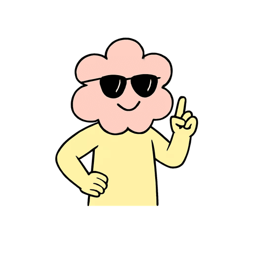 Flowerhead, the Flowgenix mascot—a cartoon flower character wearing sunglasses and raising one finger.