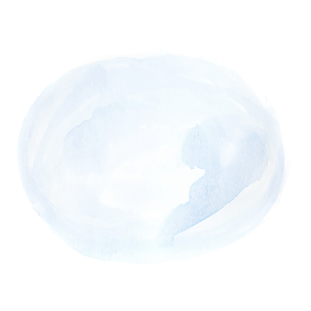 Abstract light blue watercolor wash, oval shape