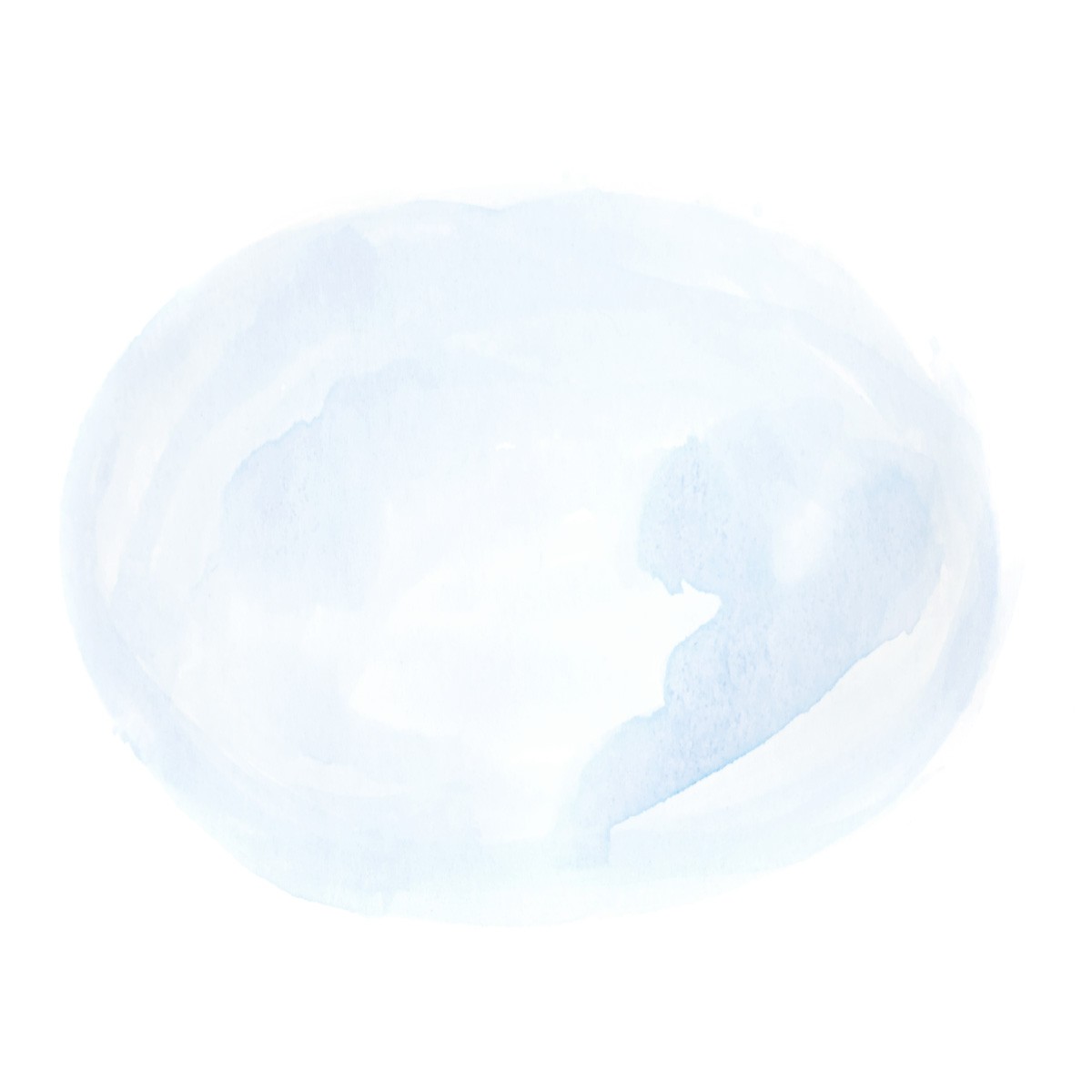 Abstract light blue watercolor wash, oval shape