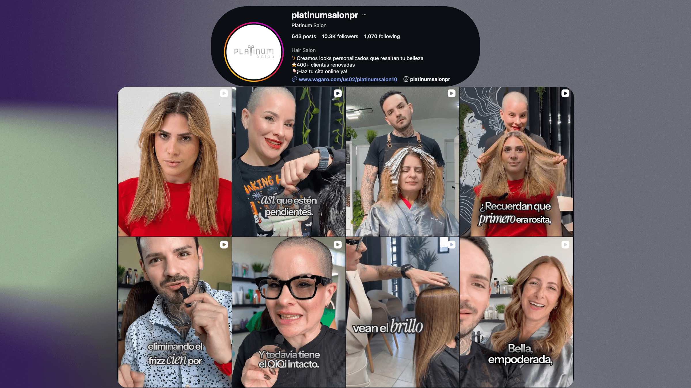 High-quality salon marketing visuals positioning Platinum Salon as a top beauty brand in PR.