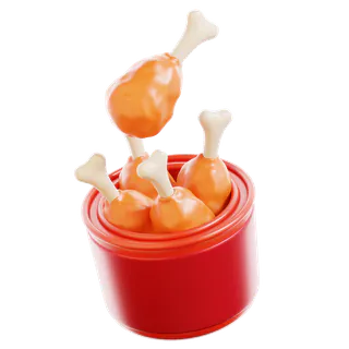 Free 3D fried chicken bucket icon