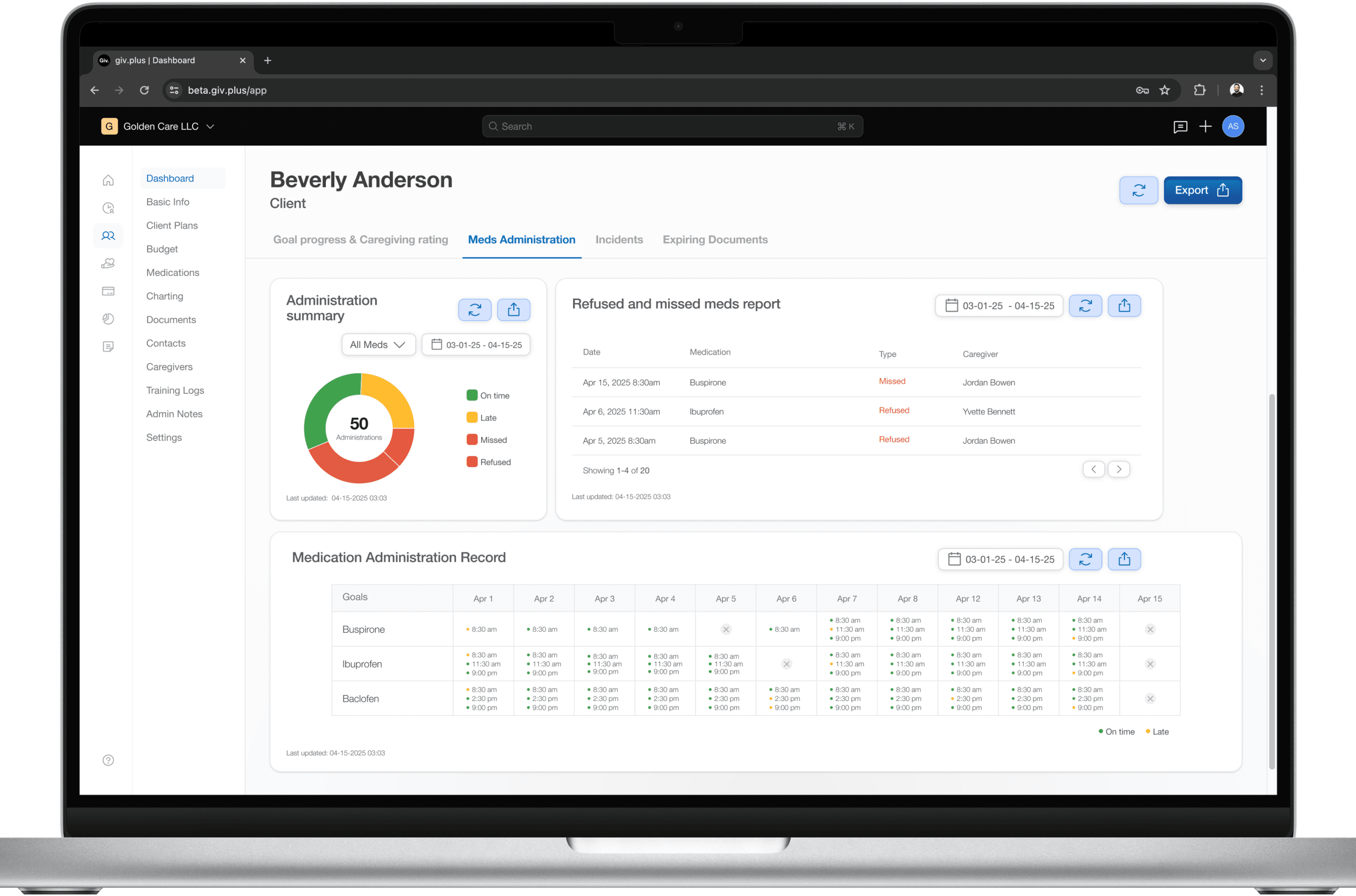 eMAR homepage on desktop computer.