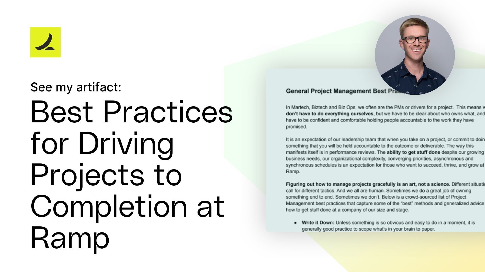 Best Practices for Driving Projects to Completion at Ramp Artifact