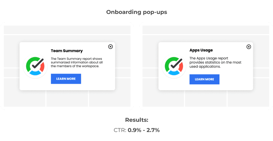 TMetric onboarding pop-ups
