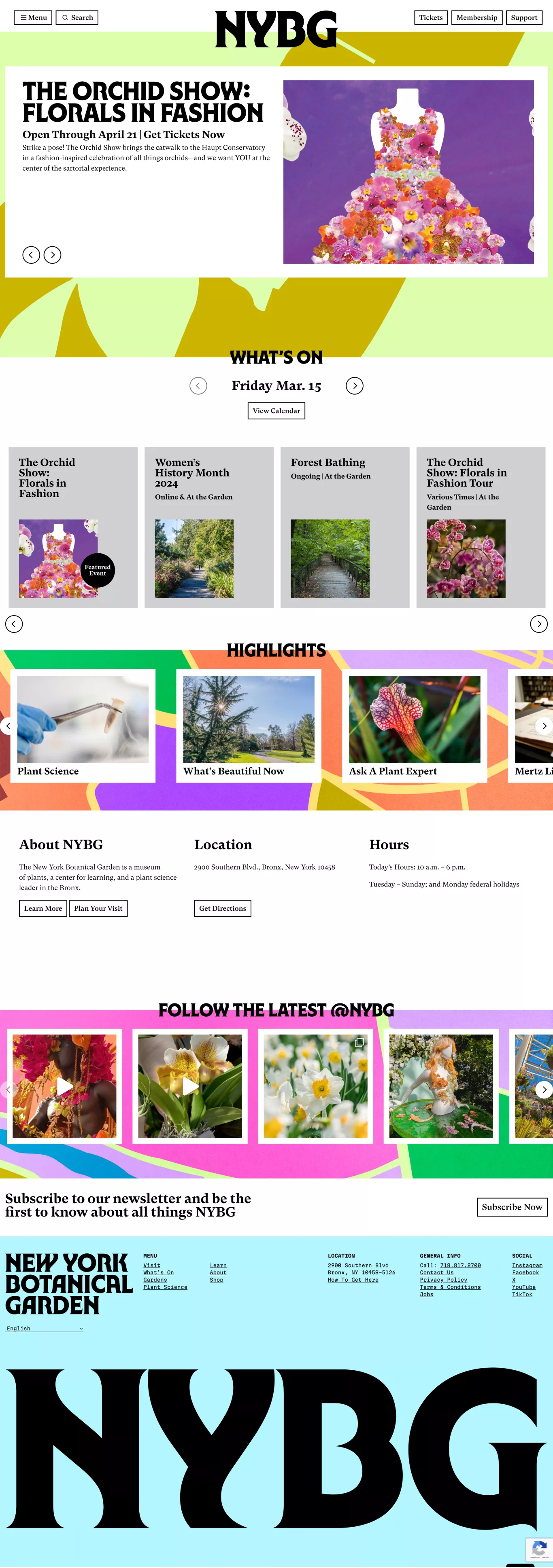 New York Botanical Garden other page screenshot showcasing Nature and Local Business design