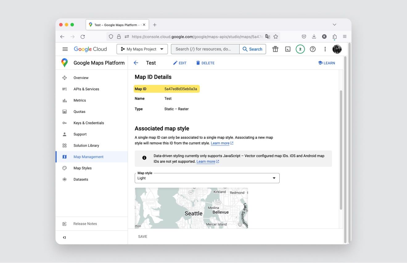 Generate a map ID for your design.