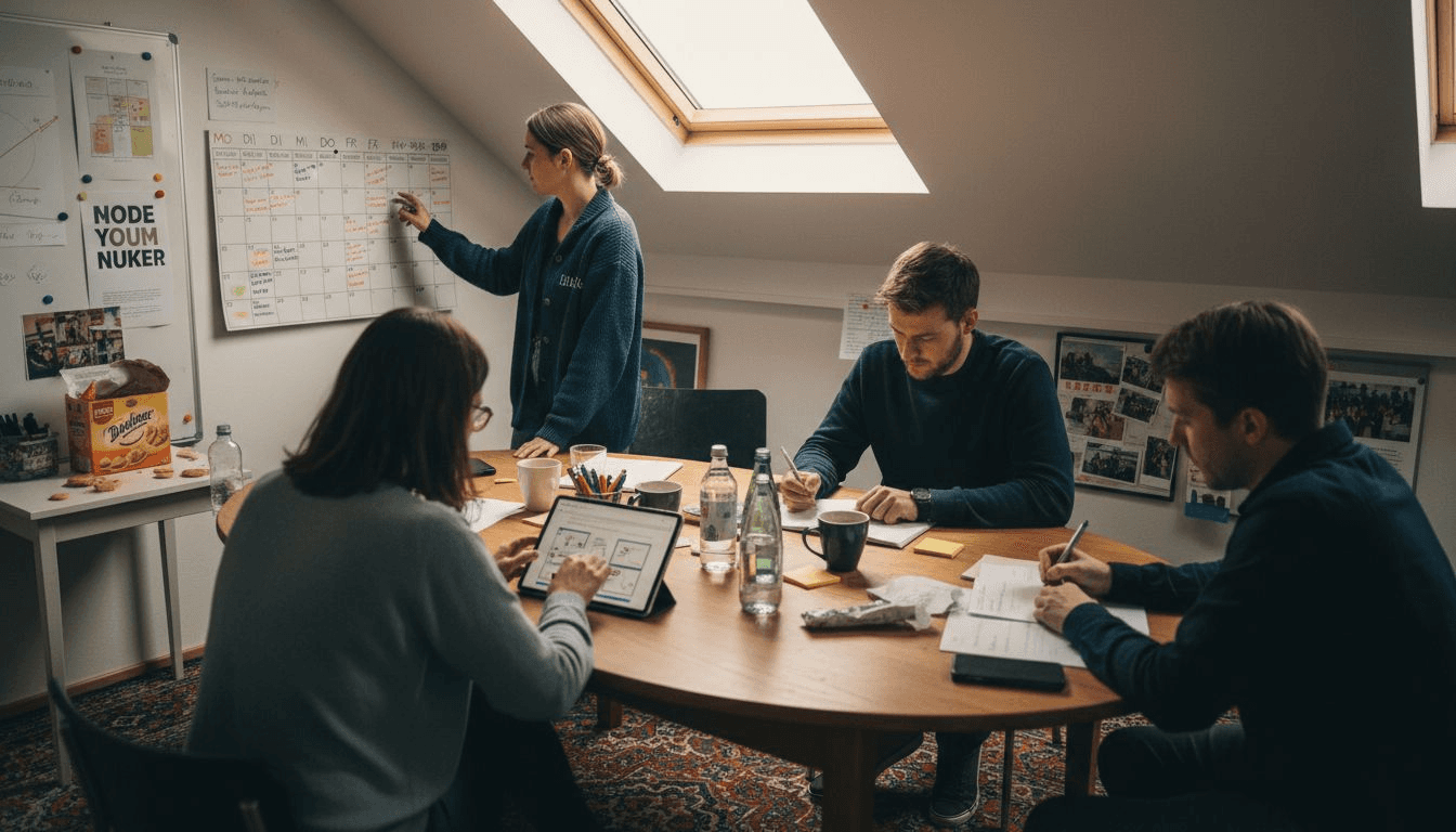 Das Marketingteam organisiert seine Aktivitäten mithilfe verschiedener Tools und einem übersichtlichen Kalender.