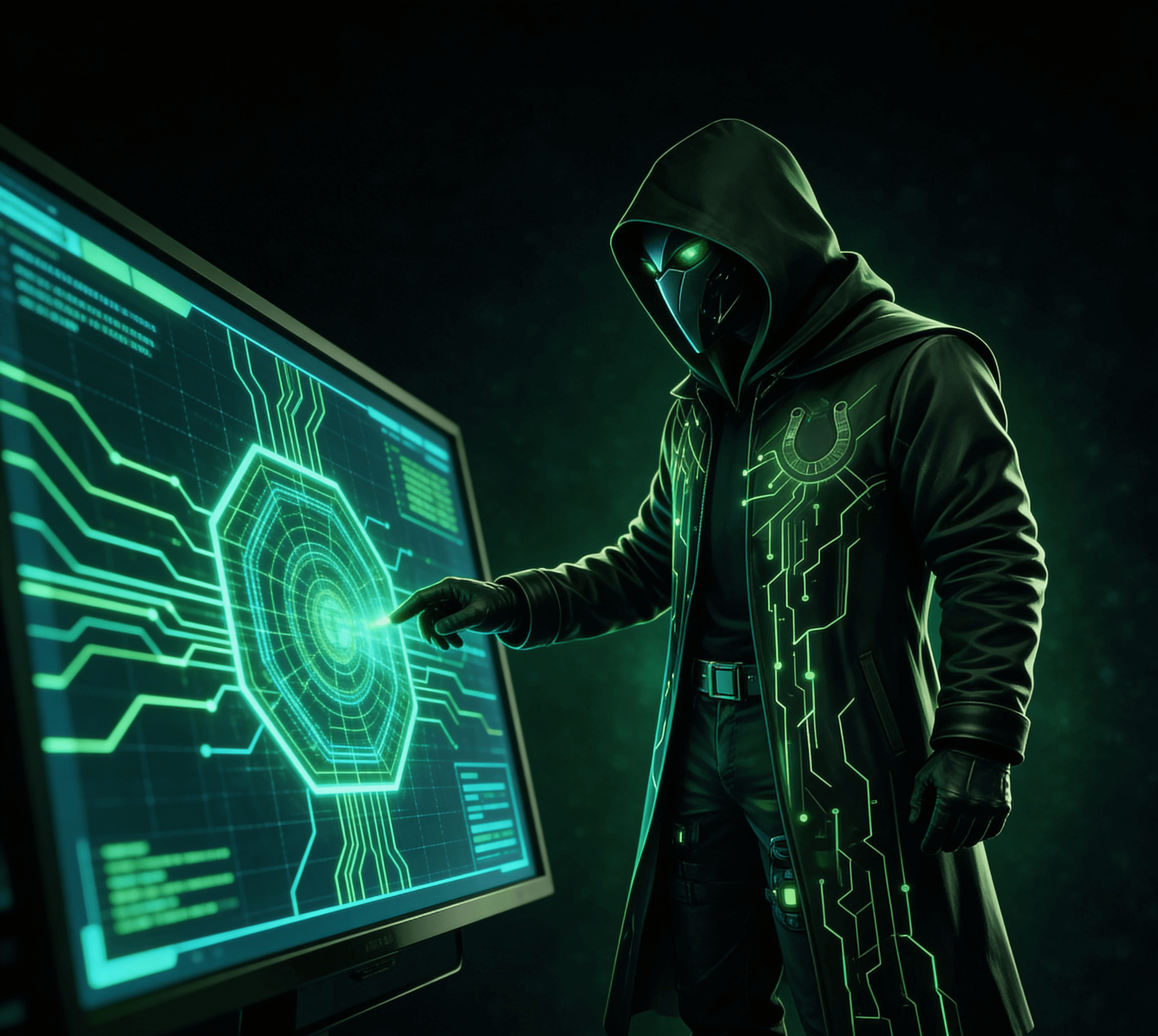 Cipher interacting with a digital data interface, representing recognising racing patterns through experience