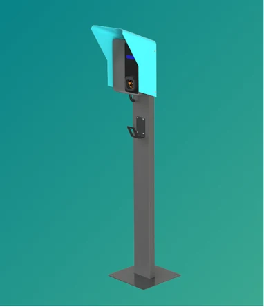 Totem de piso com cobertura e sem placa, com wallbox instalado