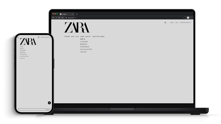 Wireframe exploration showing the addition of a menu